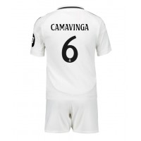 Real Madrid Eduardo Camavinga #6 Heimtrikotsatz Kinder 2024-25 Kurzarm (+ Kurze Hosen)